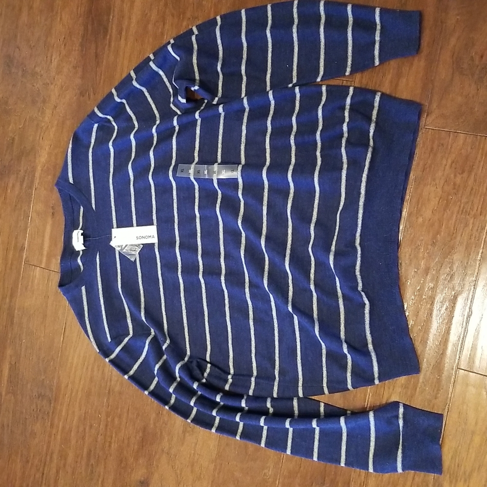Sonoma Blue and Gray Striped Sweater Size XL